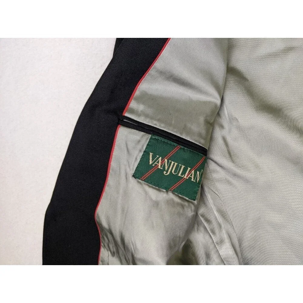 VINTAGE MEN'S BLACK BLAZER JACKET SPORT COAT - VANJULIAN - SIZE 39R